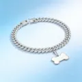 Dettaglio di un collare cubano per animali in argento con strass e ciondolo a forma di osso. - Ciondolo a Osso JDK / 20cm / Argento