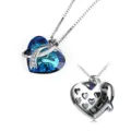 Blue Heart of the Ocean crystal heart pendant necklace with S925 silver finish chain - Classic / Sapphire Blue