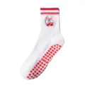 White women's yoga sports socks featuring red heart anti-slip soles and cherry embroidery - One Size / White/Red (Bow/Cherry Pattern)