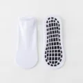 Witte antislip yogasokken met zwarte siliconen gripstippen op de zool. - Maat 23-28 (1-4 Jaar) / Wit