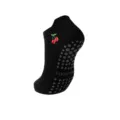 Calcetines Pilates antideslizantes negros con bordado de cerezas y puntos de silicona - Talla Única / Negro