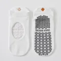 White non-slip yoga socks for Pilates with heart patterns and breathable hollow design - One Size / White