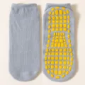 Calcetines de yoga antideslizantes grises con agarres de silicona amarillos para casa - 1 año-4 años / Gris