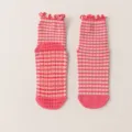 Chaussettes de Yoga Vichy Rose Antidérapantes Pilates avec Volants et Grip pour Femme - Taille Unique 35-42 / Série rose n° 3