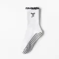 Calcetines blancos de yoga Pilates con bordado de lazo negro y silicona antideslizante - Blanco con Borde Negro