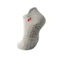 Calcetines de yoga pilates grises para mujer con suela antideslizante y bordado cereza - Talla Única / Gris