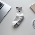 Professional anti-slip white yoga socks with heart embroidery and elegant ruffle cuffs. - One Size / Pure White