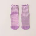Calcetines de yoga antideslizantes para mujer con rayas moradas, ideales para pilates. - Talla Única 35-42 / Serie morada n.º 1