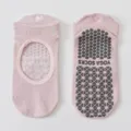 Breathable non-slip pink yoga socks for Pilates with heart-shaped silicone grip patterns - One Size / Light Pink