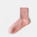 Professionelle rosa rutschfeste Yogasocken mit Rüschen für Pilates und Fitness Training - Einheitsgröße / Rosa