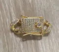 Premium gold-plated iced out rhinestones buckle clasp for hip hop Cuban link necklace - Clasp Only (Without Chain) / One Size / Gold
