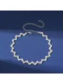 Elegante collana girocollo con strass a zigzag argento per matrimoni e occasioni speciali - Collana / Stile Argento Zigzag (018)