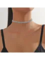 Collana girocollo da sposa scintillante con diamanti per accessori da matrimonio - Collana / Choker Argento A Rombi (029)