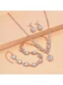 Elegante set di gioielli da sposa in oro rosa con collana, bracciale e orecchini - Set da 3 pezzi Collana Orecchini Bracciale / Oro Rosa Goccia D'Acqua (040)