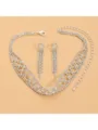 Set di gioielli da sposa in argento con girocollo in strass a V e orecchini a nappa - Set Collana e Orecchini / Argento Scollo A V Nappina Lunga (052)