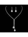 Set gioielli da sposa in argento con collana e orecchini a goccia in zircone - Set Nappina Goccia D'Acqua A V (73) / Argento (73)
