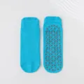 Bright blue anti-slip yoga socks with grey triangle silicone grips for pilates fitness - Adult 36-44 / Lake Blue