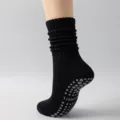Premium black thickened non-slip yoga socks for professional pilates and fitness training - One Size / Black