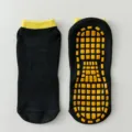 Rutschfeste Trampolinsocken in Schwarz und Gelb mit Silikon-Grip-Muster für Yoga - 1-4 Jahre (EU 23-28) / Schwarz