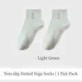 Light green non-slip yoga socks for women with heart embroidery details - One Size / Light Green