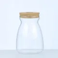 Close-up of a clear glass hydroponic plant vase featuring a natural textured cork lid - Medium Trapezoidal Jar (Perforated Lid)