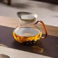 Théière en verre résistant avec couvercle en titane pur et poignée ergonomique ambre - 650ml / Ambre