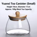 Kleines hitzebeständiges Glas-Teevorratsglas mit luftdichtem Bambusdeckel für Kaffee - Klein (10x11cm/100g) / Transparent