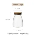 Bocal de stockage trapézoïdal en verre borosilicaté de 1000 ml avec couvercle en bambou - 1050ml / Couvercle de remplacement en bambou