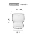 Product dimensions for a 300ml borosilicate glass coffee cup with layered design - ≈300ML / Smooth Cup