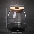 650ml γυάλινο δοχείο αποθήκευσης με καπάκι από μπαμπού και μεταλλικό δακτύλιο - 650ml / Άνοιγμα 8cm Βάση 11cm Ύψος 11cm / Μεσαίο (650ml)