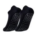 Zwarte antislip yoga sokken met grijze siliconen grippers en YOGA SPORTS tekst - Volwassene 36-43 / Zwart