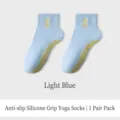 Calze yoga antiscivolo azzurre con ricamo a cuore giallo per pilates e fitness - Taglia unica / Azzurro