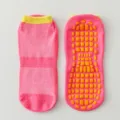 Rosa Mesh-Antirutschsocken mit orangefarbenem Silikonprofil für Kinder oder Yoga - Fuchsia