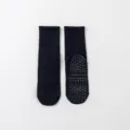 Mid-tube dark cotton yoga socks with anti-slip silicone grippers for indoor sports - One Size / Black