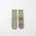 Non-slip olive green cotton yoga crew socks with silicone grip for pilates fitness - One Size / Green