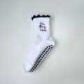 Calze da yoga bianche antiscivolo professionali con motivo a cuore e bordo increspato - Taglia unica / Federa a cuore con bordo in pizzo nero
