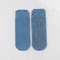 Blue low-cut non-slip yoga socks with dense triangle silicone grips for Pilates and fitness - Adult 36-44 / Denim Blue