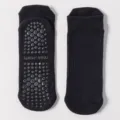 Professional non-slip cotton yoga socks with silicone grips in black color variant - One Size / Black
