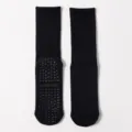 Calcetines de yoga negros de media caña con suelas antideslizantes de silicona hexagonal - Negro