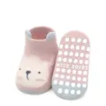 Weiche rutschfeste Babysocken mit rosa Lamm-Motiv und weißen Silikon-Noppen unten - S (0-1 Jahr) / Rosa Lamm