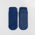 Navy blue non-slip Pilates yoga socks featuring grey triangular silicone grip pads - Adult 36-44 / Blue Navy