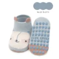 Weiche blaue Babysocken mit Faultier-Design und rutschfesten Noppen an der Sohle - S (0-1 Jahr) / Blaues Faultier