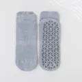 Grey anti-slip Pilates yoga socks with triangle grip pattern on the bottom - Adult 36-44 / Light Gray