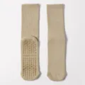 Non-slip yoga socks with honeycomb silicone grips in beige variant - Green