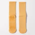 Yellow non-slip cotton yoga socks with hexagon grippy sole for pilates fitness and gym - Yellow