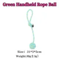 Giocattolo da masticare per animali in corda di cotone a strisce verdi e blu con nodo - Palla verde da tirare a mano / 31x5x5cm