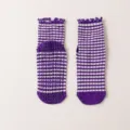 Calcetines de yoga a cuadros morados para mujer, calcetines antideslizantes de pilates. - Talla Única 35-42 / Serie morada n.º 4