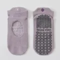 Lavender non-slip yoga socks for Pilates with breathable thin fabric and cutout design - One Size / Light Purple