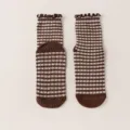 Calcetines de yoga antideslizantes mujer bonitos volantes transpirables pilates fitness - Talla Única 35-42 / Serie café n.º 4
