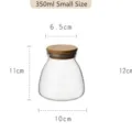 Bocal de rangement en verre borosilicate 350ml avec couvercle bambou, forme trapèze - 350ml